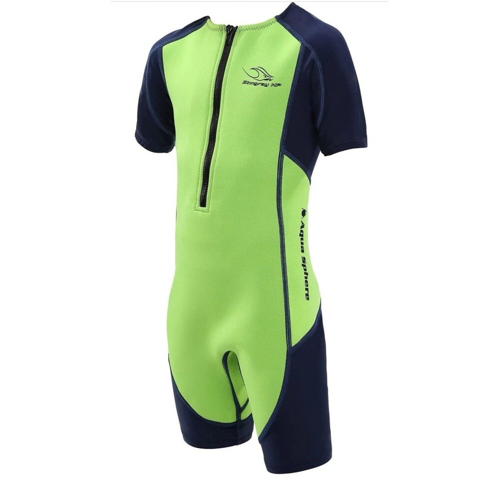 NEW Aqua Sphere Stingray Short Sleeve Youth Childrens Kids Wetsuit Size 4 Green